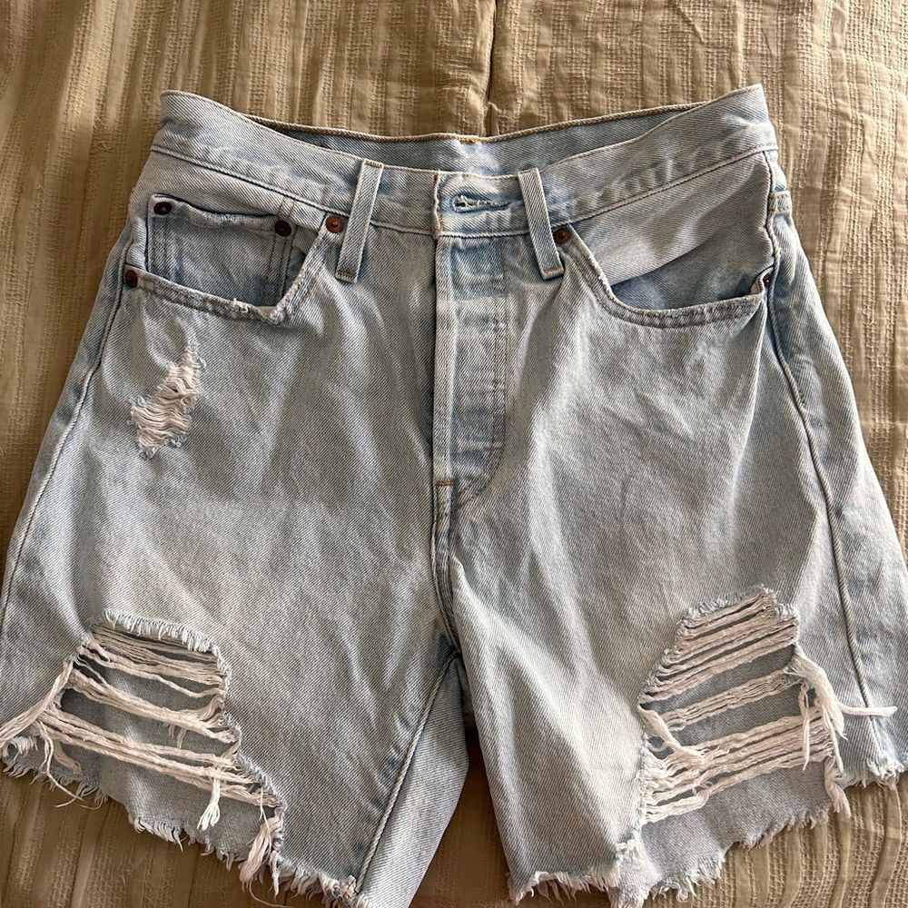 Levi’s Light wash Distressed Denim Shorts